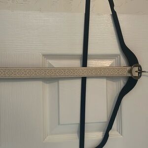 Lucky Brand White/Cream Leather Belt, Size Medium